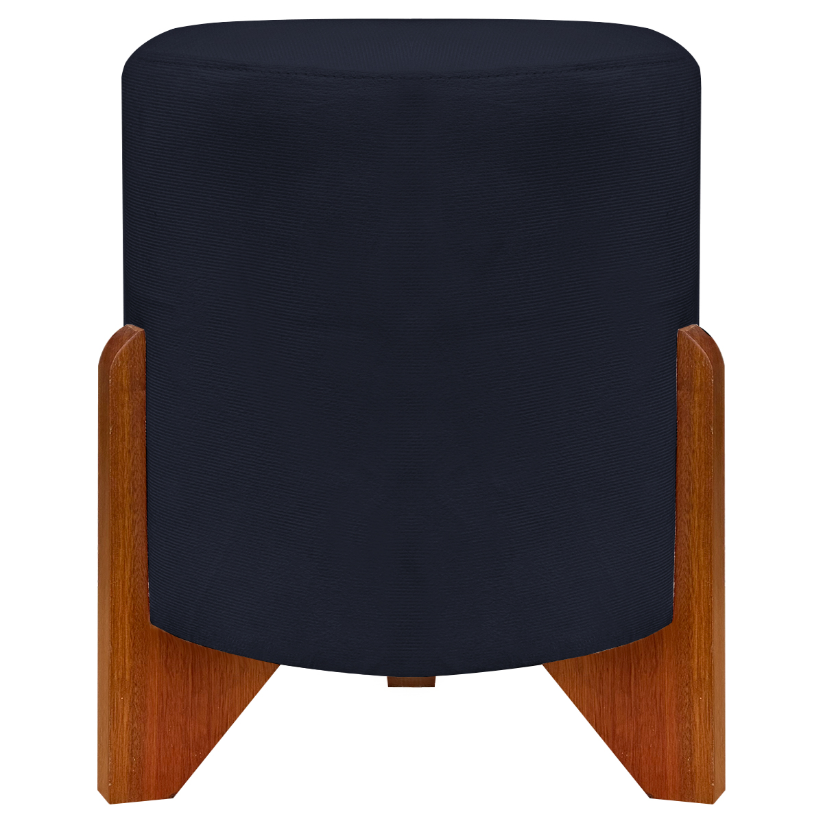 Puff Decorativo Redondo Confortável Para Sala Penteadeira Eloah Suede Preto