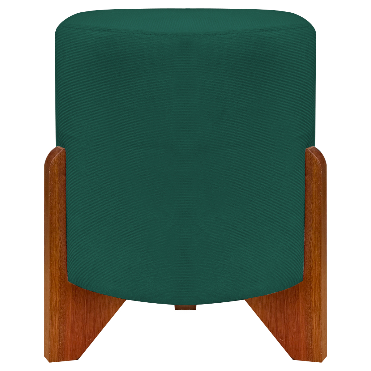 Puff Decorativo Redondo Confortável Para Sala Penteadeira Eloah Suede Verde