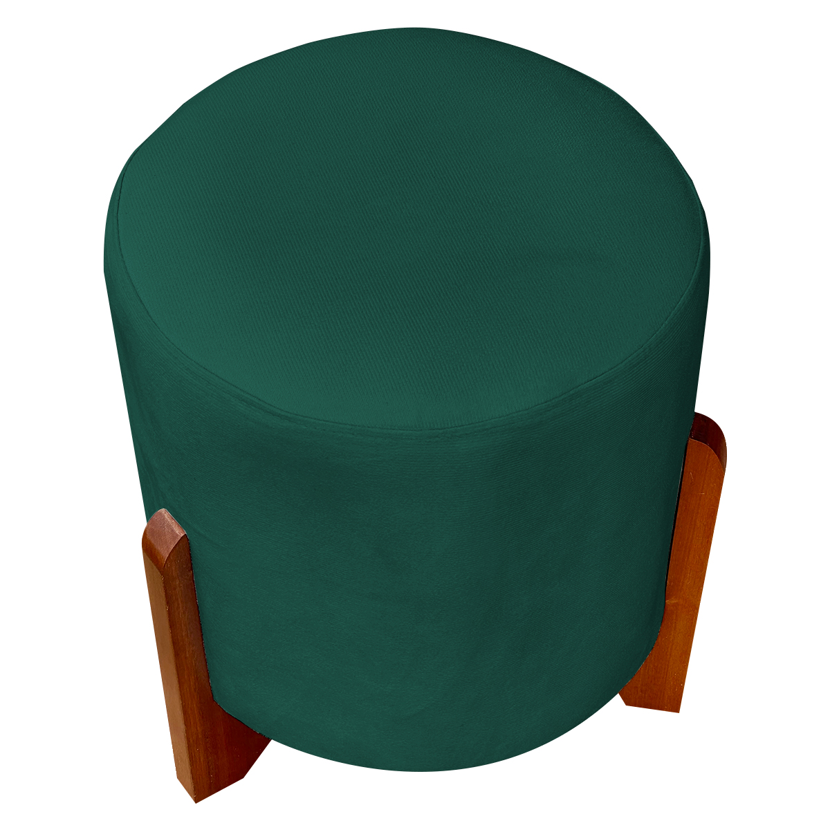 Puff Decorativo Redondo Confortável Para Sala Penteadeira Eloah Suede Verde