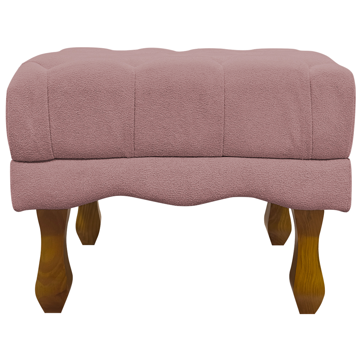 Puff Decorativo Retangular Para Sala Quarto Penteadeira Duque Luxo Bouclé Capitonê Rosê