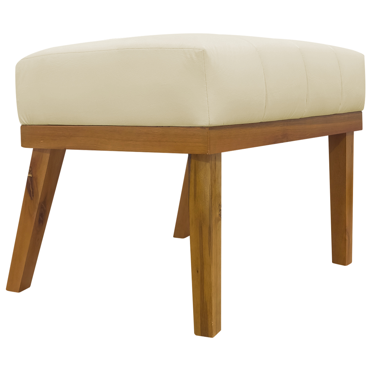 Puff Decorativo Retangular Para Sala Quarto Penteadeira Firenze Corino Bege