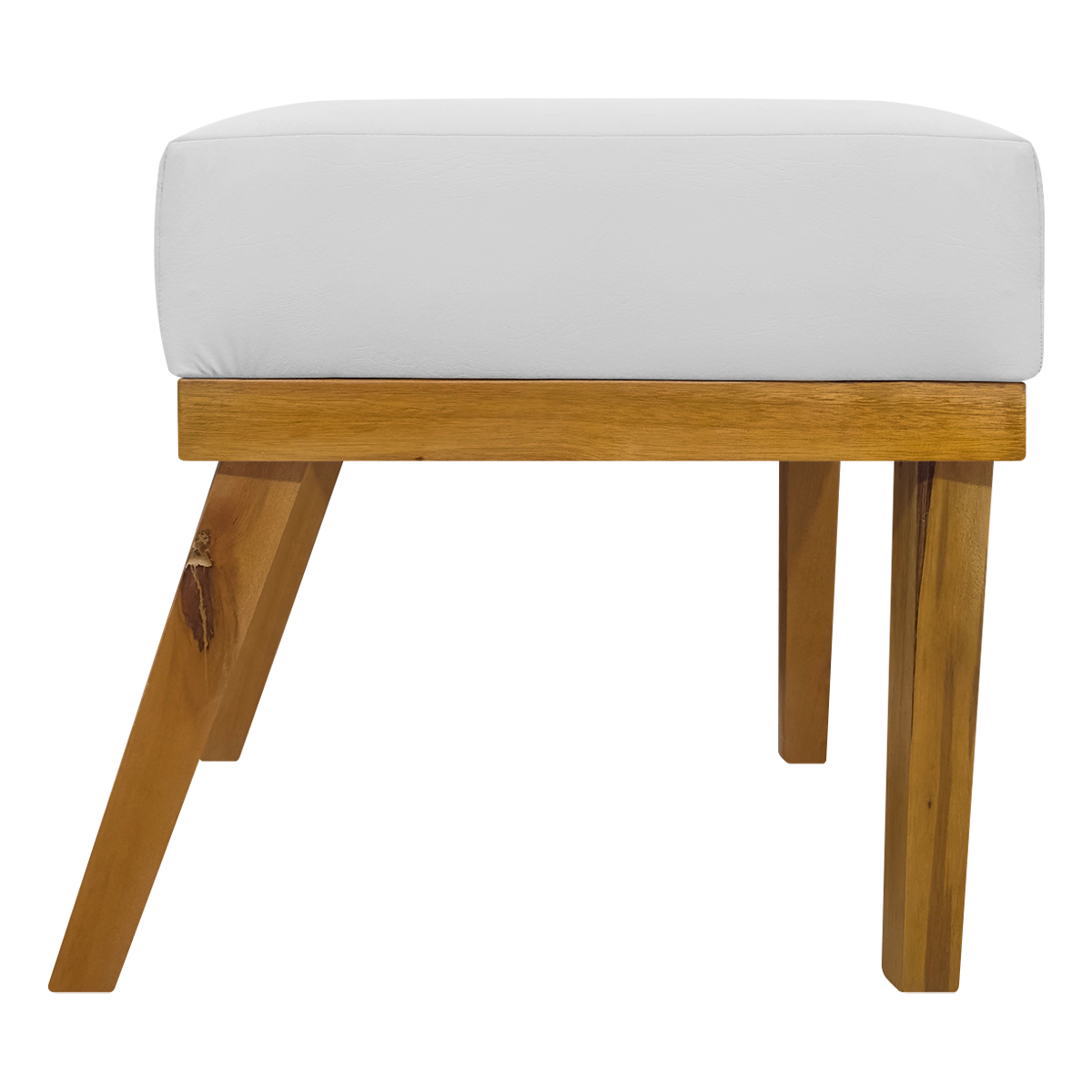 Puff Decorativo Retangular Para Sala Quarto Penteadeira Firenze Corino Branco
