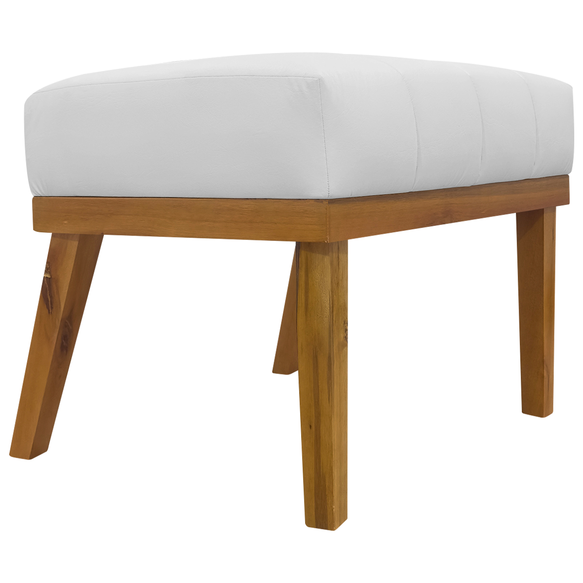 Puff Decorativo Retangular Para Sala Quarto Penteadeira Firenze Corino Branco