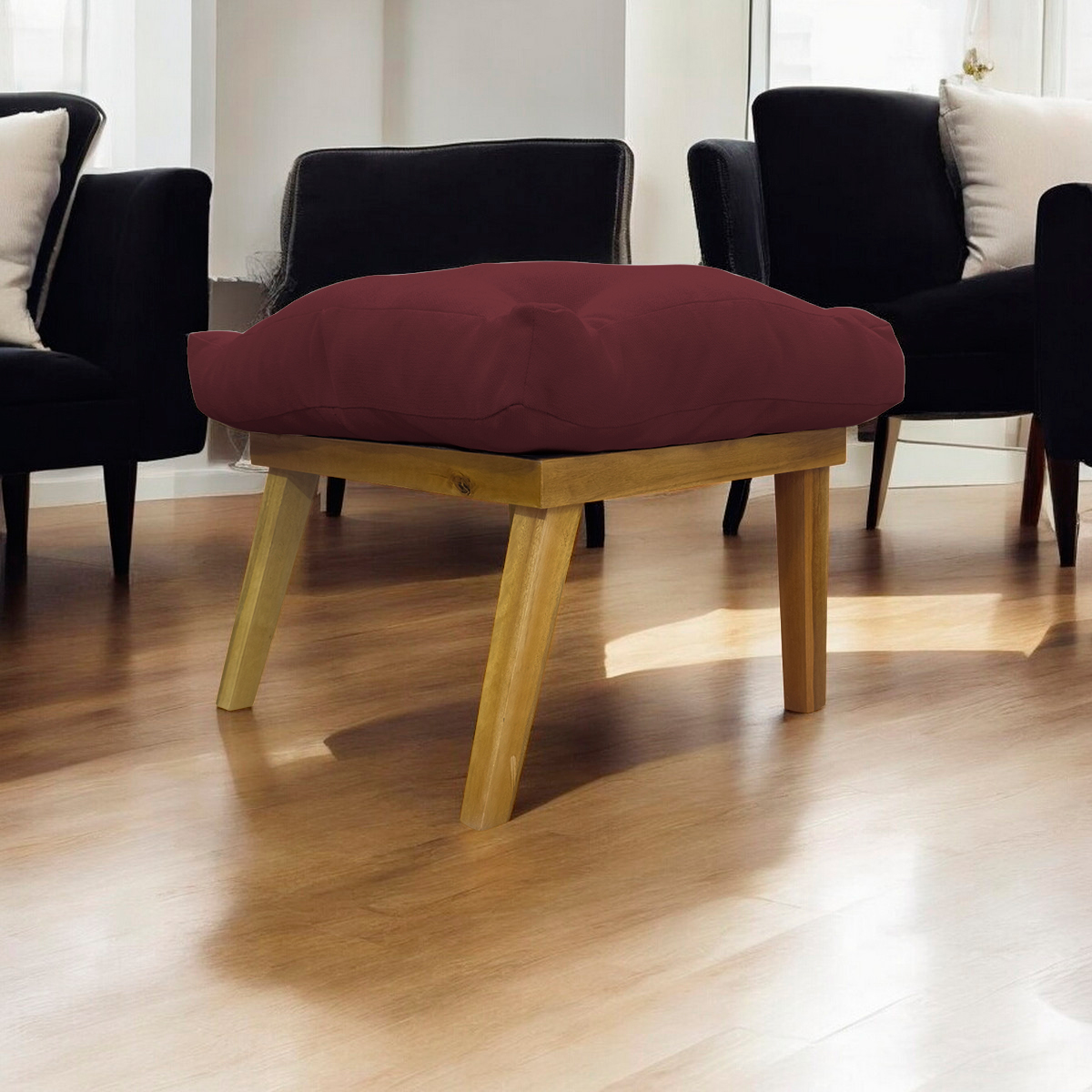 Puff Decorativo Retangular Para Sala Quarto Penteadeira Marty Linho Bordo