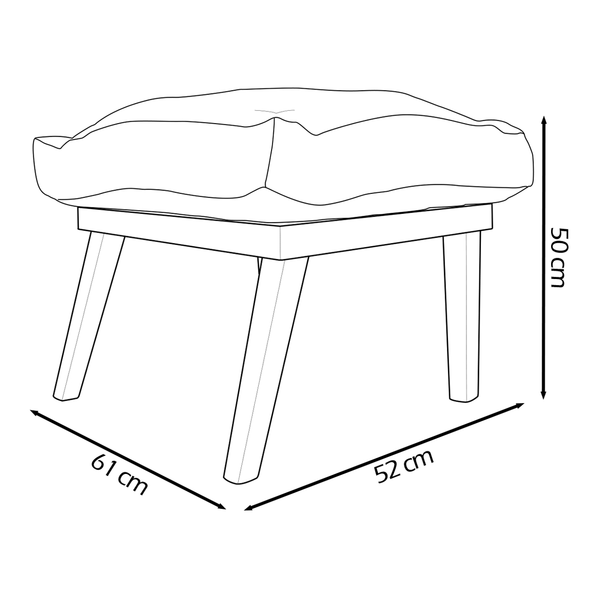 Puff Decorativo Retangular Para Sala Quarto Penteadeira Marty Linho Off White