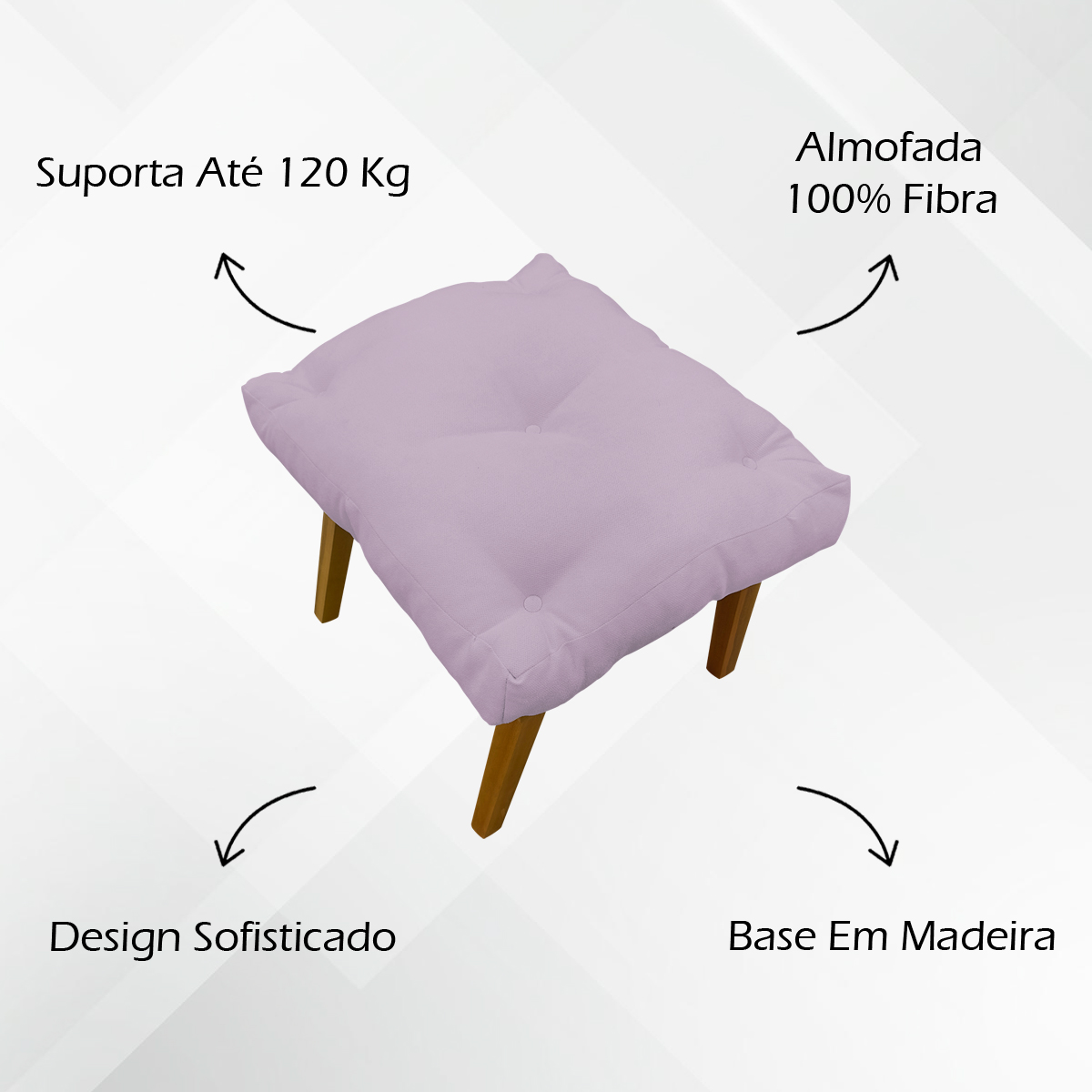 Puff Decorativo Retangular Para Sala Quarto Penteadeira Marty Linho Rose