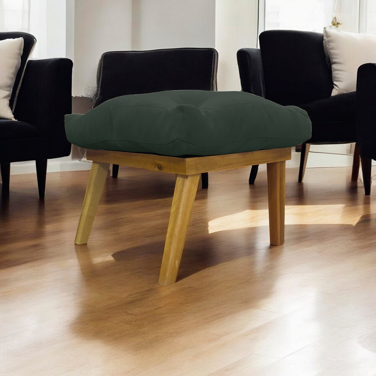 Puff Decorativo Retangular Para Sala Quarto Penteadeira Marty Linho Verde