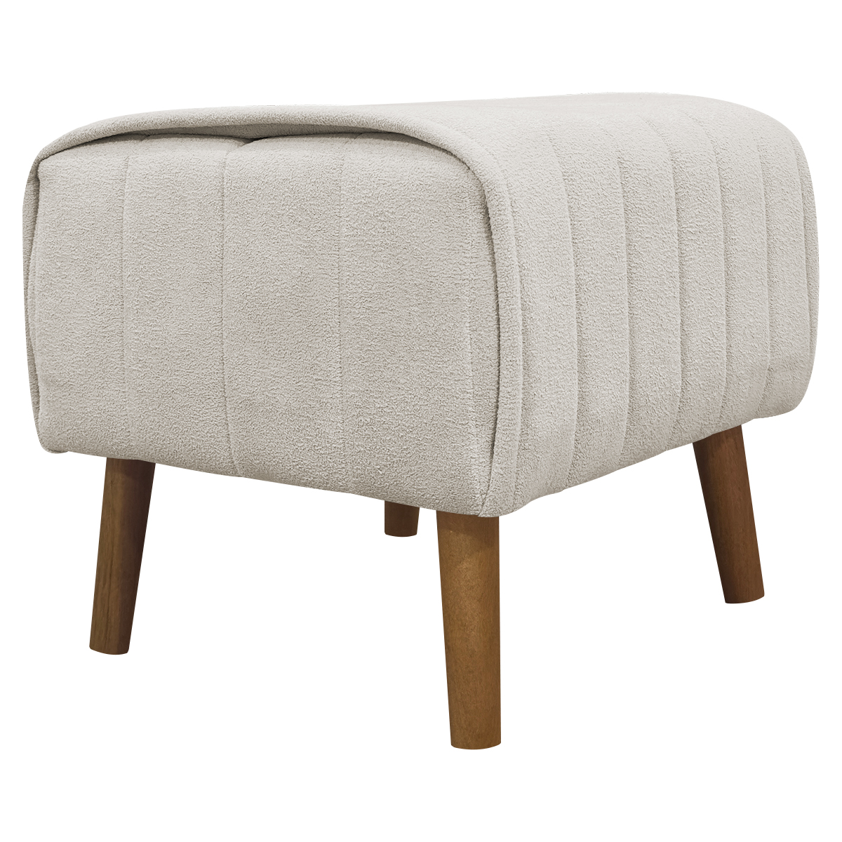 Puff Decorativo Retangular Para Sala Quarto Penteadeira Verso Bouclé Bege