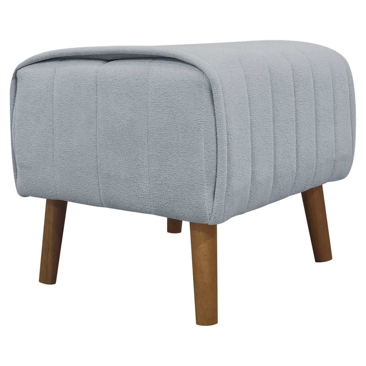 Puff Decorativo Retangular Para Sala Quarto Penteaderia Verso Bouclé Cinza