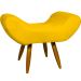 Puff Para Sala, Quarto E Escritório Decorativo Emilia Suede Amarelo Pé Castanho - Clique E Decore