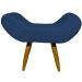 Puff Para Sala, Quarto E Escritório Decorativo Emilia Suede Azul Marinho Pé Castanho - Clique E Decore