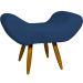 Puff Para Sala, Quarto E Escritório Decorativo Emilia Suede Azul Marinho Pé Castanho - Clique E Decore