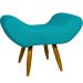 Puff Para Sala, Quarto E Escritório Decorativo Emilia Suede Azul Turquesa Pé Castanho - Clique E Decore
