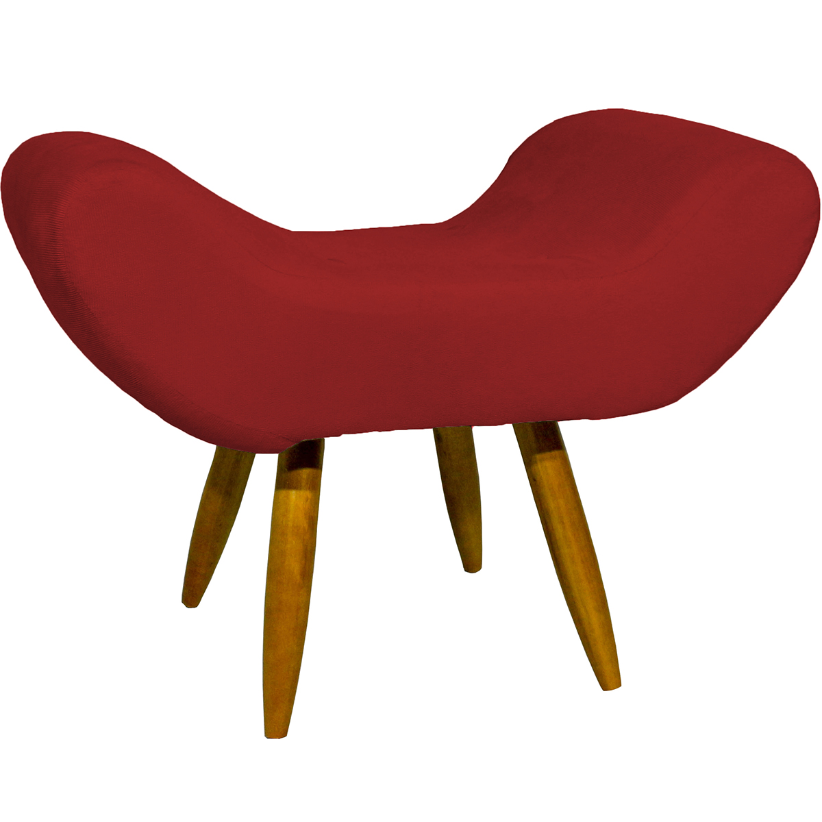Puff Para Sala, Quarto E Escritório Decorativo Emilia Suede Bordo Pé Castanho - Clique E Decore