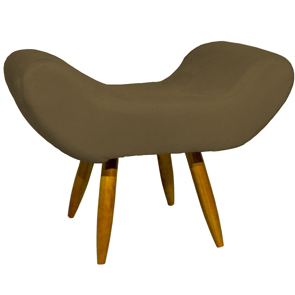 Puff Para Sala, Quarto E Escritório Decorativo Emilia Suede Marro Pé Castanho - Clique E Decore