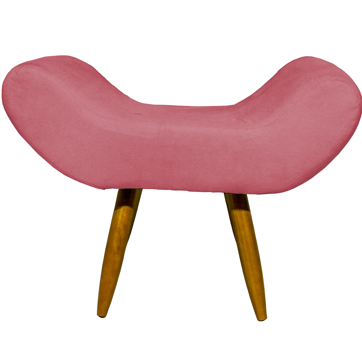 Puff Para Sala, Quarto E Escritório Decorativo Emilia Suede Rosé Pé Castanho - Clique E Decore