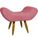 Puff Para Sala, Quarto E Escritório Decorativo Emilia Suede Rosé Pé Castanho - Clique E Decore