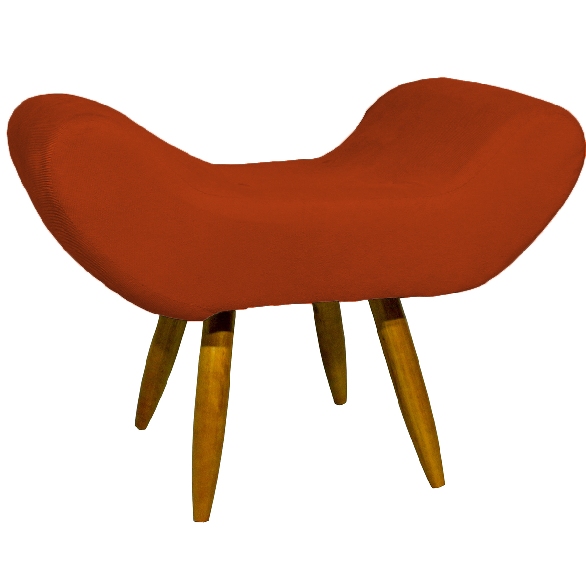 Puff Para Sala, Quarto E Escritório Decorativo Emilia Suede Terracota Pé Castanho - Clique E Decore