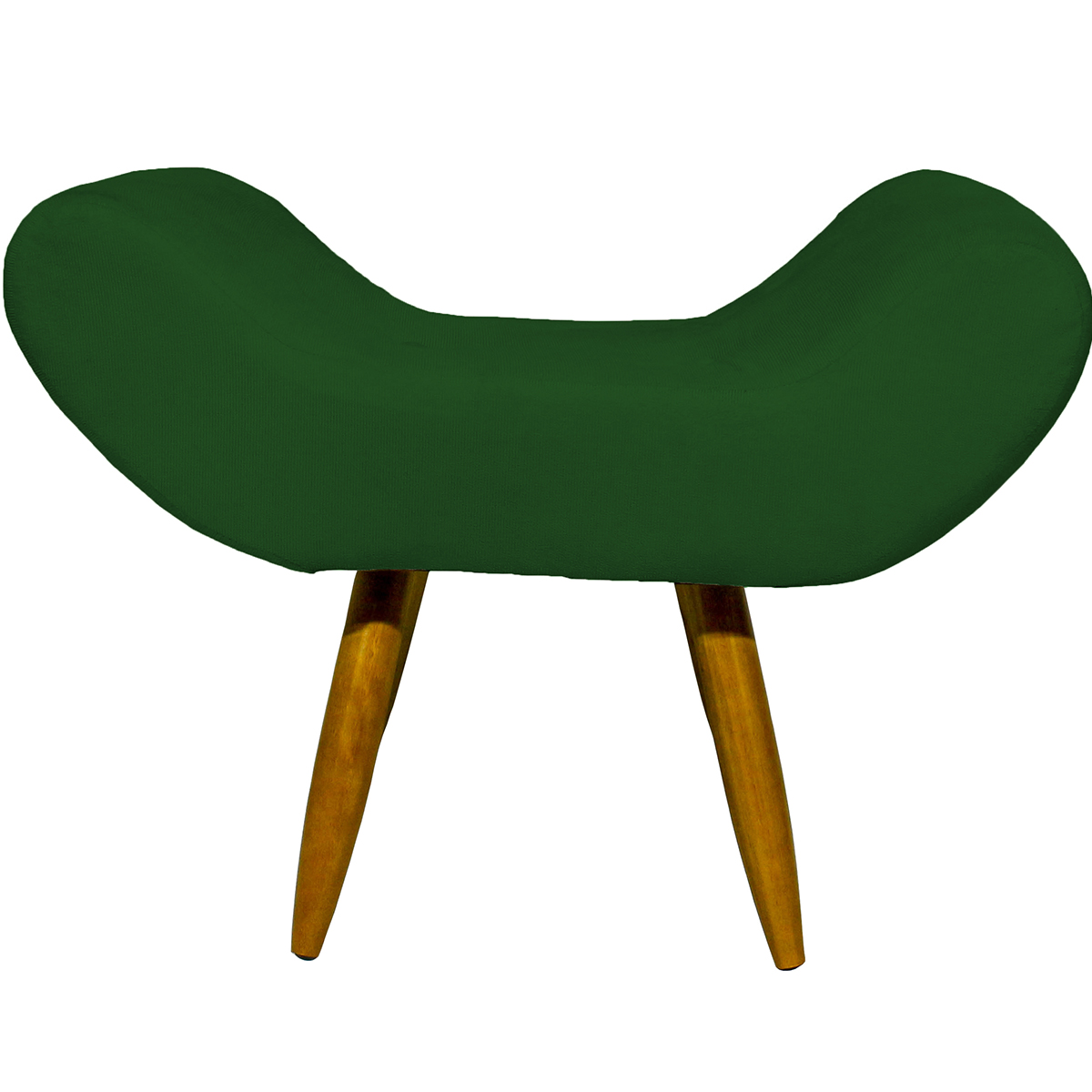 Puff Para Sala, Quarto E Escritório Decorativo Emilia Suede Verde Pé Castanho - Clique E Decore