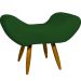 Puff Para Sala, Quarto E Escritório Decorativo Emilia Suede Verde Pé Castanho - Clique E Decore