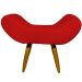 Puff Para Sala, Quarto E Escritório Decorativo Emilia Suede Vermelho Pé Castanho - Clique E Decore
