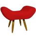 Puff Para Sala, Quarto E Escritório Decorativo Emilia Suede Vermelho Pé Castanho - Clique E Decore