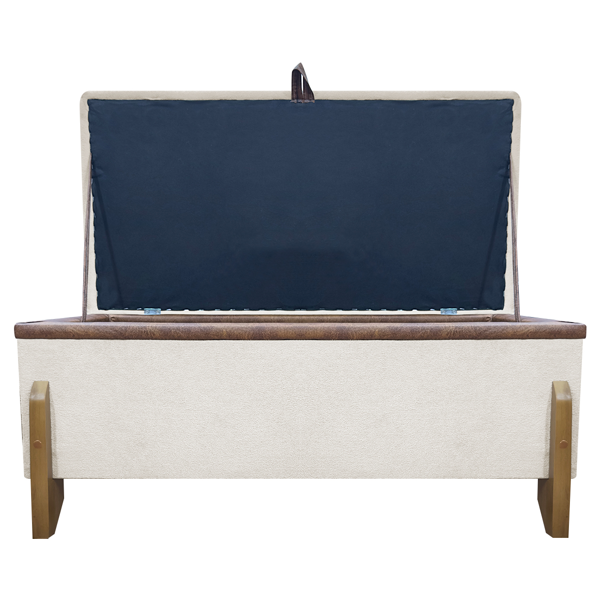 Puff Recamier Baú Para Sala Quarto Cama Casal 100 cm Versallies Boucle Bege