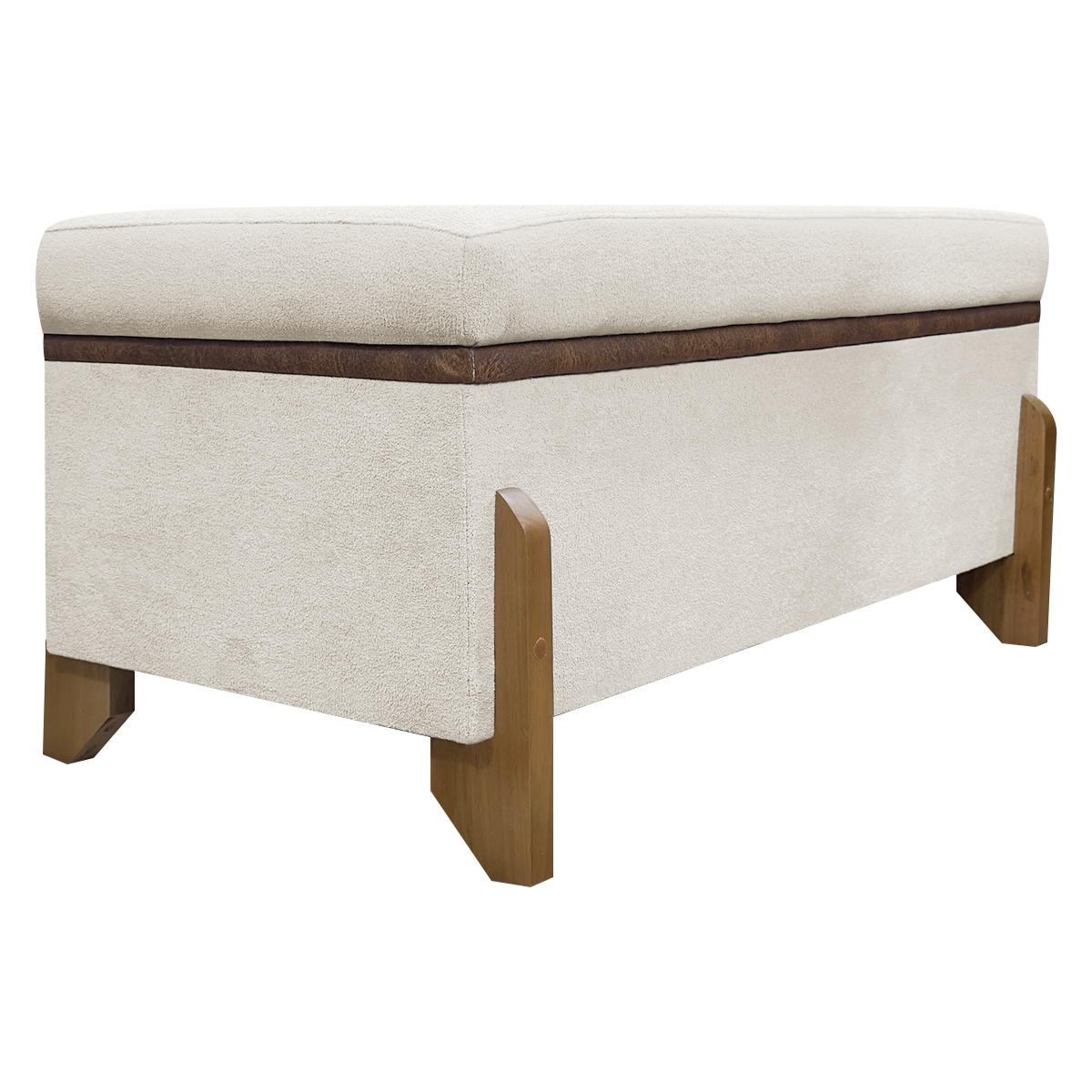 Puff Recamier Baú Para Sala Quarto Cama Casal 100 cm Versallies Boucle Bege