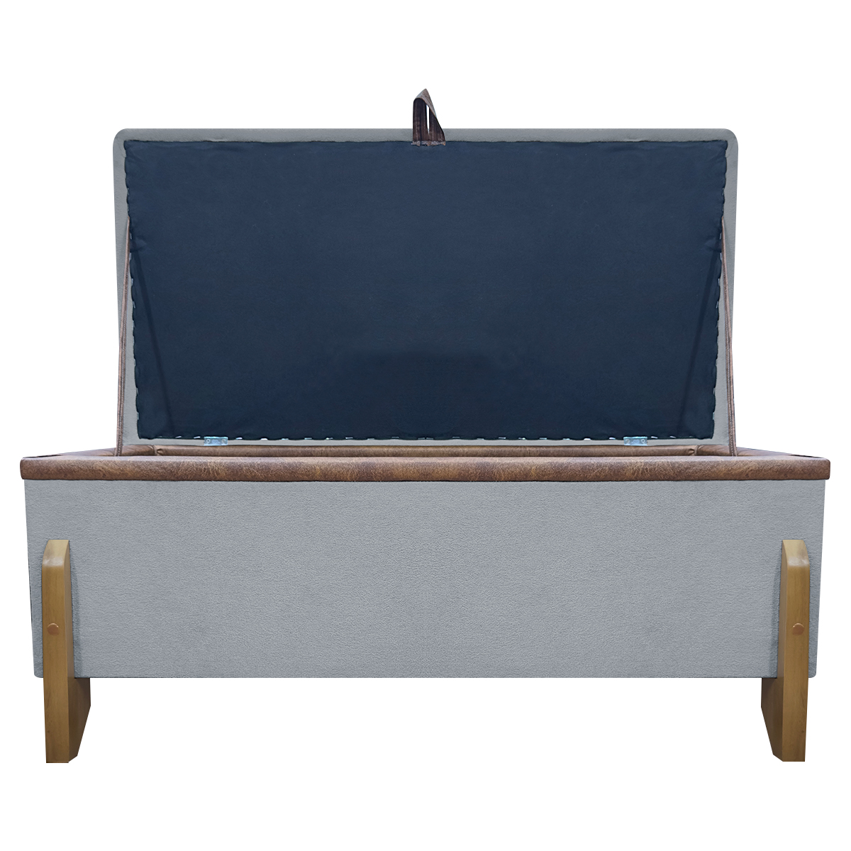 Puff Recamier Baú Para Sala Quarto Cama Casal 100 cm Versallies Boucle Cinza