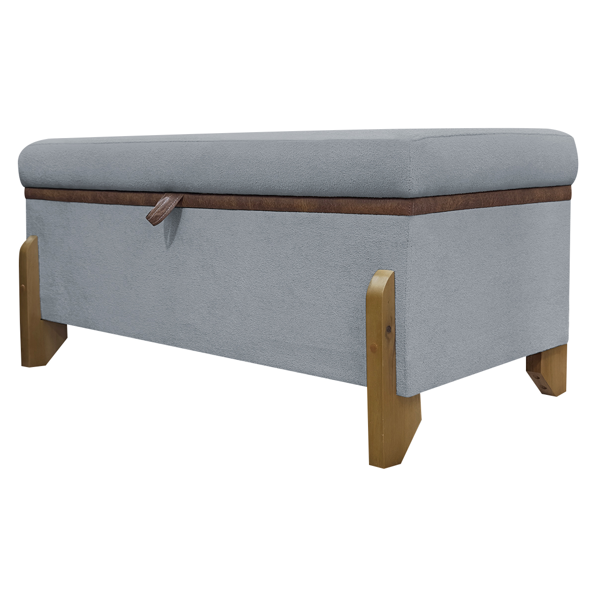 Puff Recamier Baú Para Sala Quarto Cama Casal 100 cm Versallies Boucle Cinza