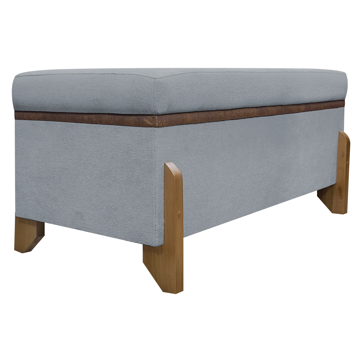 Puff Recamier Baú Para Sala Quarto Cama Casal 100 cm Versallies Boucle Cinza
