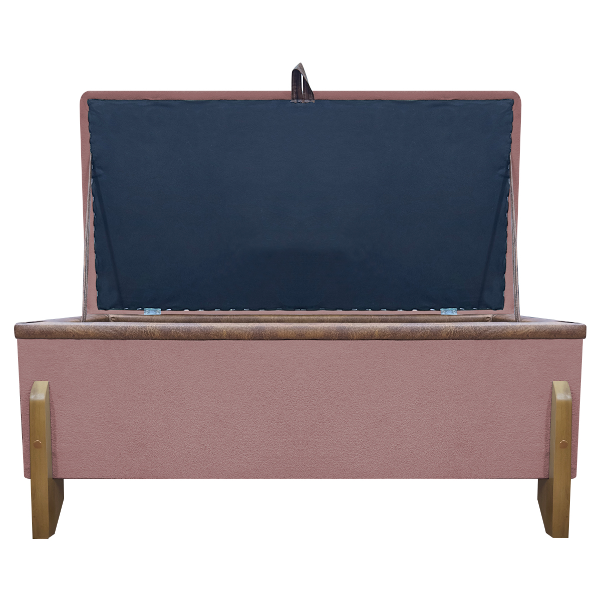 Puff Recamier Baú Para Sala Quarto Cama Casal 100 cm Versallies Boucle Rosê