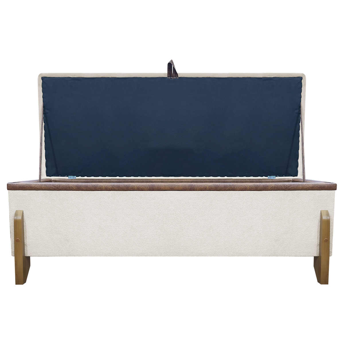 Puff Recamier Baú Para Sala Quarto Cama King 200 cm Versallies Boucle Bege