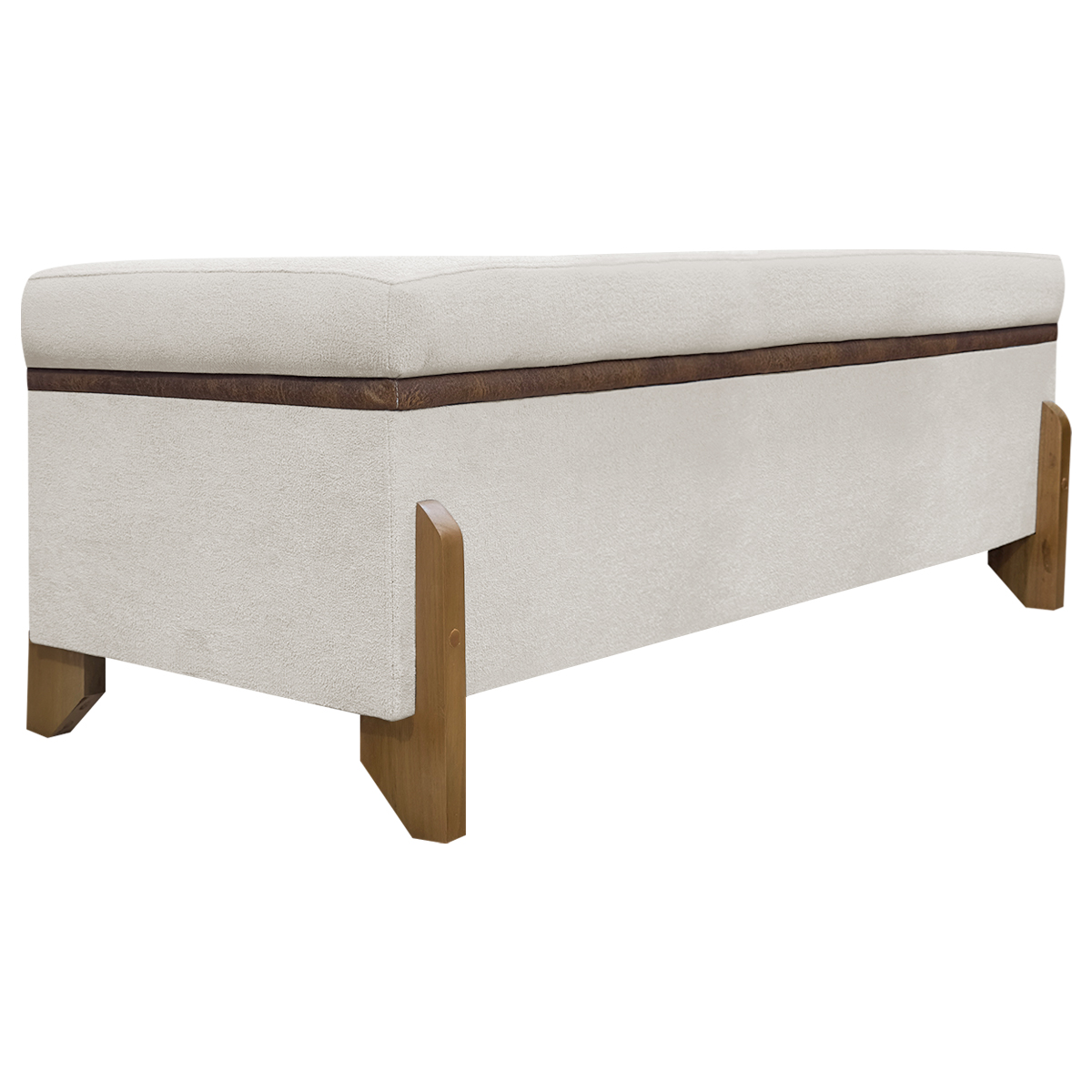Puff Recamier Baú Para Sala Quarto Cama King 200 cm Versallies Boucle Bege