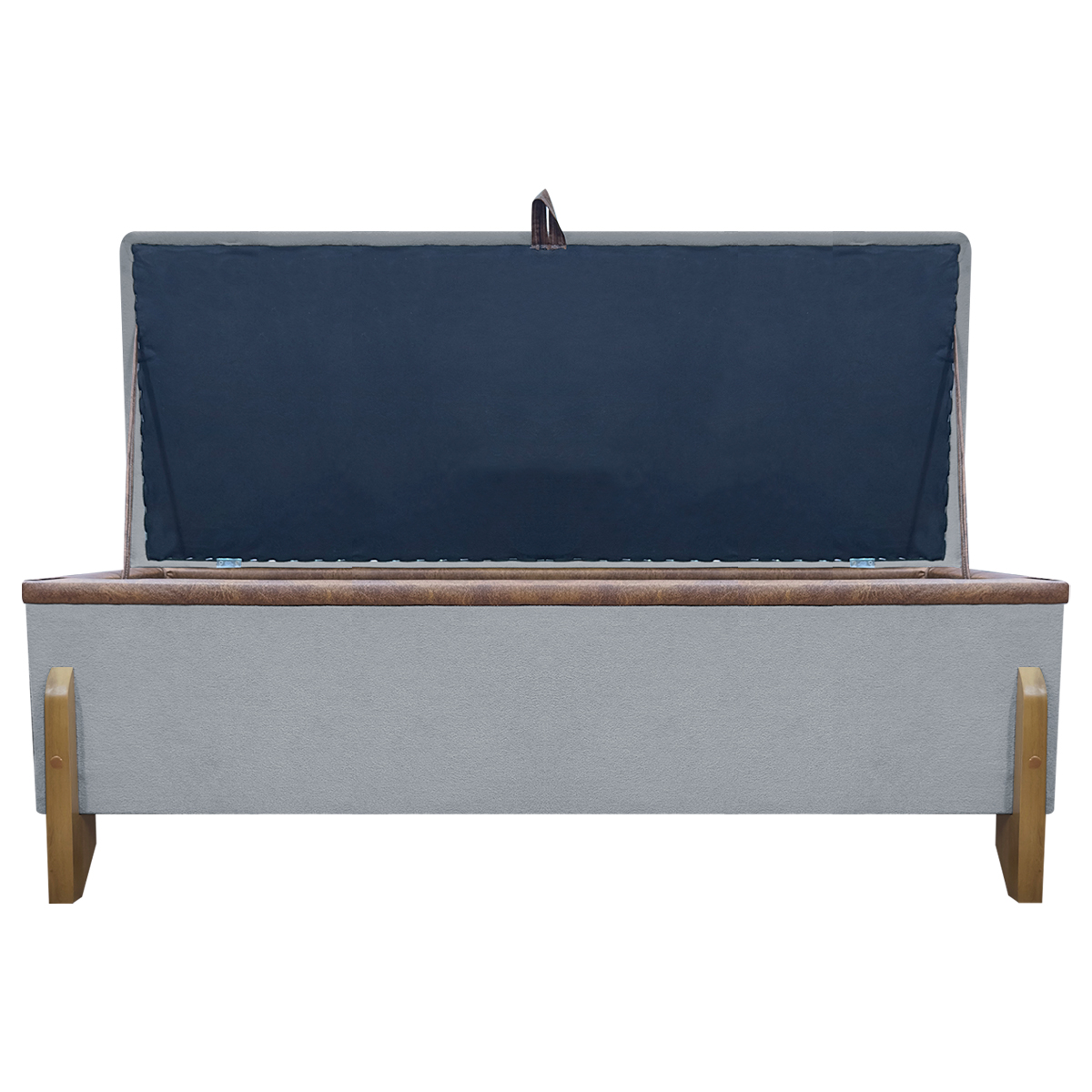 Puff Recamier Baú Para Sala Quarto Cama King 200 cm Versallies Boucle Cinza
