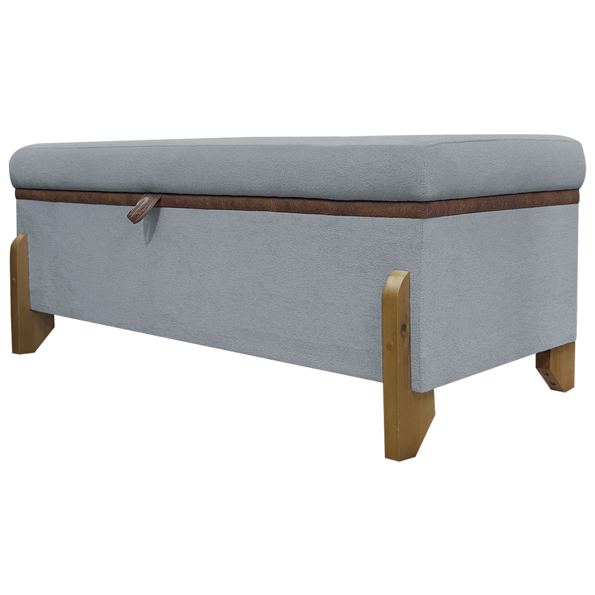 Puff Recamier Baú Para Sala Quarto Cama King 200 cm Versallies Boucle Cinza