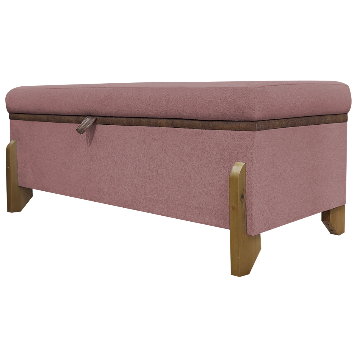 Puff Recamier Baú Para Sala Quarto Cama King 200 cm Versallies Boucle Rosê