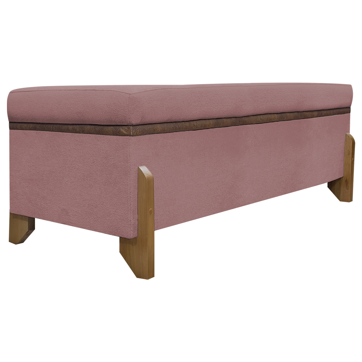 Puff Recamier Baú Para Sala Quarto Cama King 200 cm Versallies Boucle Rosê