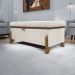 Puff Recamier Baú Para Sala Quarto Cama Queen 150 cm Versallies Boucle Bege
