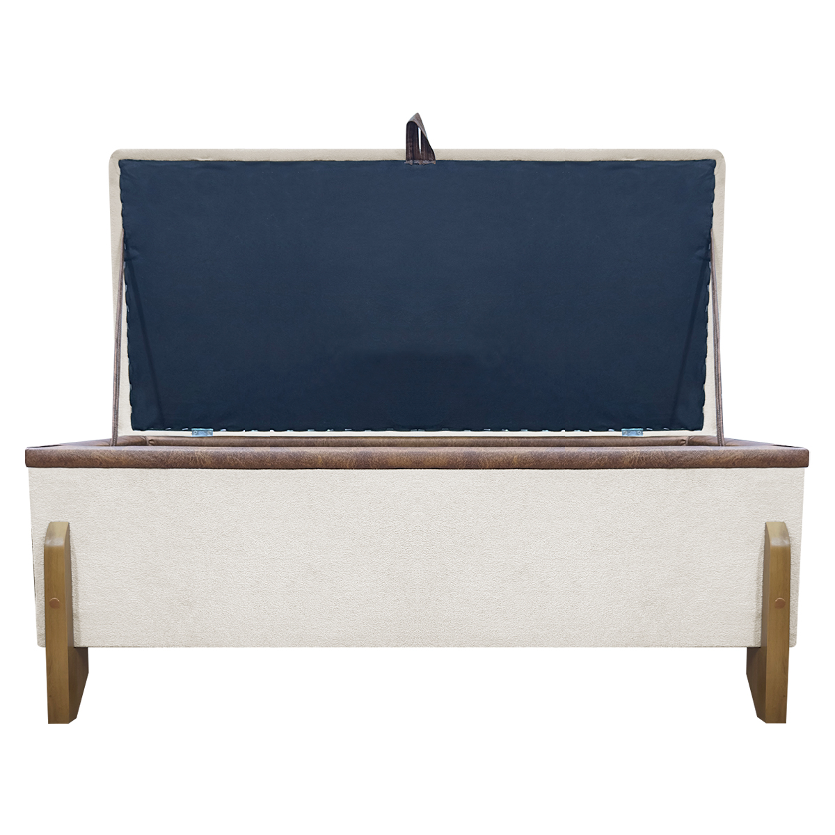 Puff Recamier Baú Para Sala Quarto Cama Queen 150 cm Versallies Boucle Bege