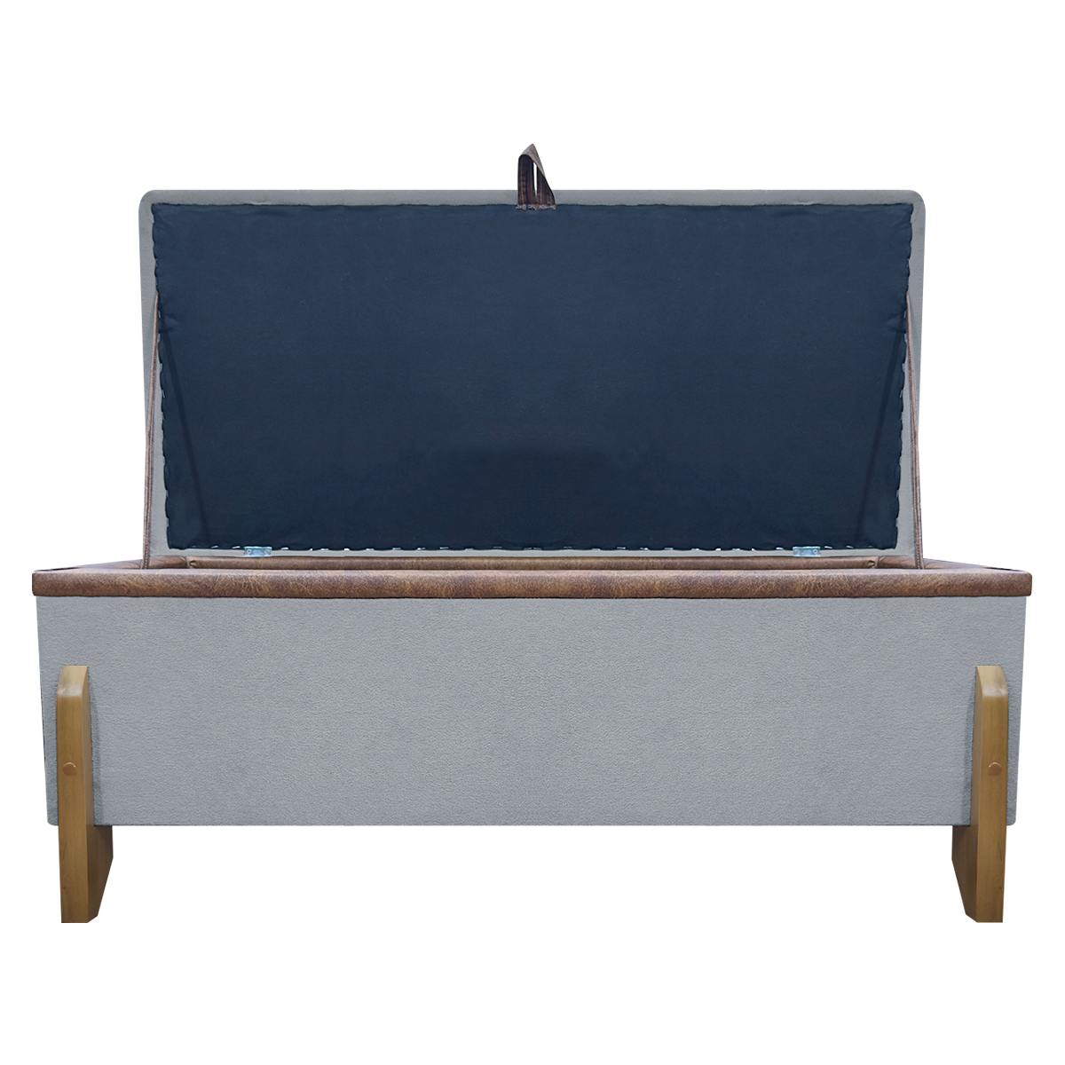 Puff Recamier Baú Para Sala Quarto Cama Queen 150 cm Versallies Boucle Cinza
