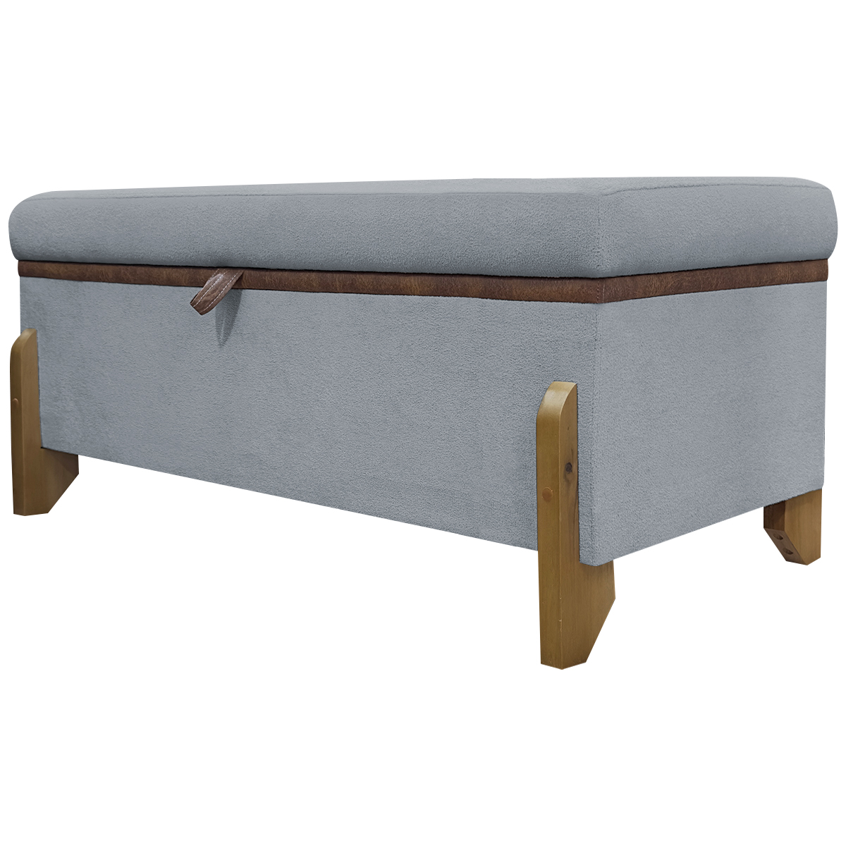 Puff Recamier Baú Para Sala Quarto Cama Queen 150 cm Versallies Boucle Cinza