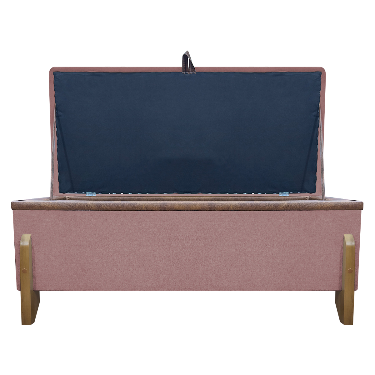 Puff Recamier Baú Para Sala Quarto Cama Queen 150 cm Versallies Boucle Rosê