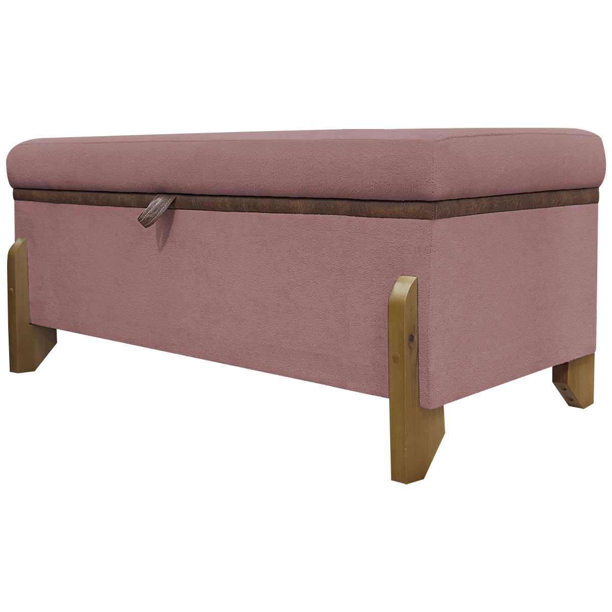 Puff Recamier Baú Para Sala Quarto Cama Queen 150 cm Versallies Boucle Rosê