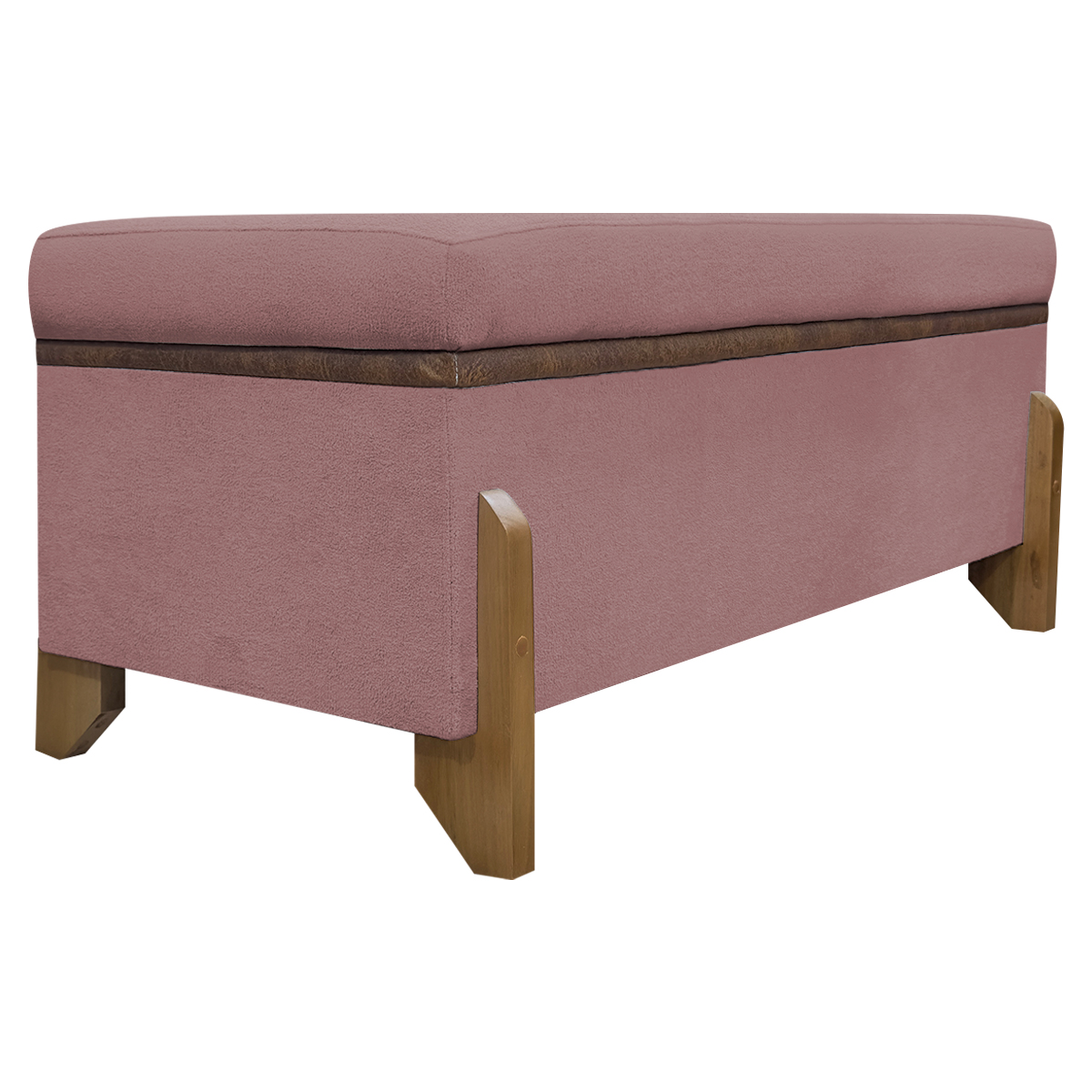 Puff Recamier Baú Para Sala Quarto Cama Queen 150 cm Versallies Boucle Rosê
