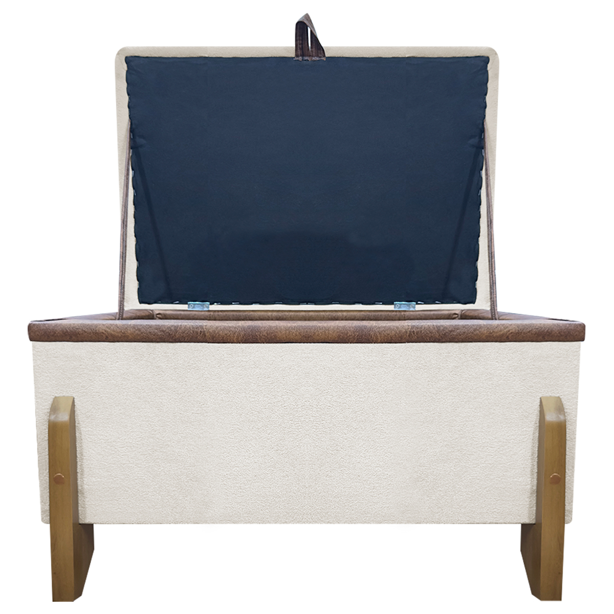 Puff Recamier Baú Para Sala Quarto Cama Solteiro 50 cm Versallies Boucle Bege