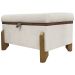 Puff Recamier Baú Para Sala Quarto Cama Solteiro 50 cm Versallies Boucle Bege