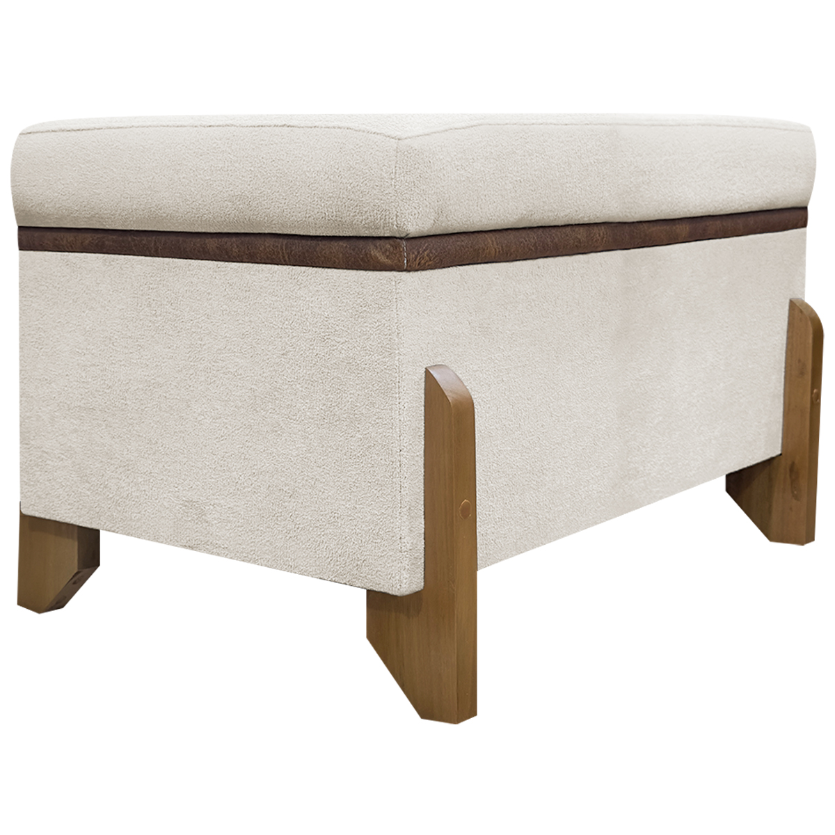 Puff Recamier Baú Para Sala Quarto Cama Solteiro 50 cm Versallies Boucle Bege