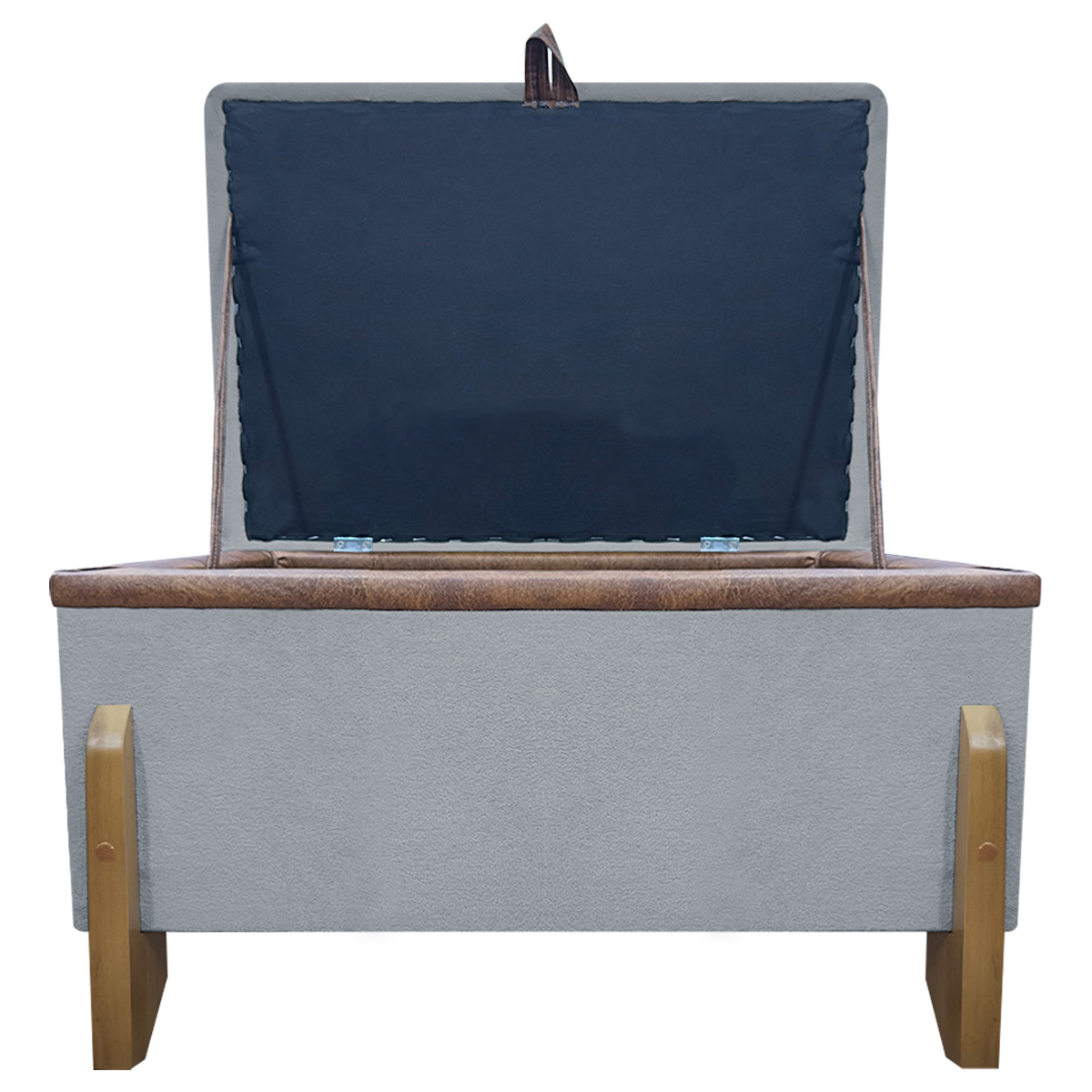 Puff Recamier Baú Para Sala Quarto Cama Solteiro 50 cm Versallies Boucle Cinza