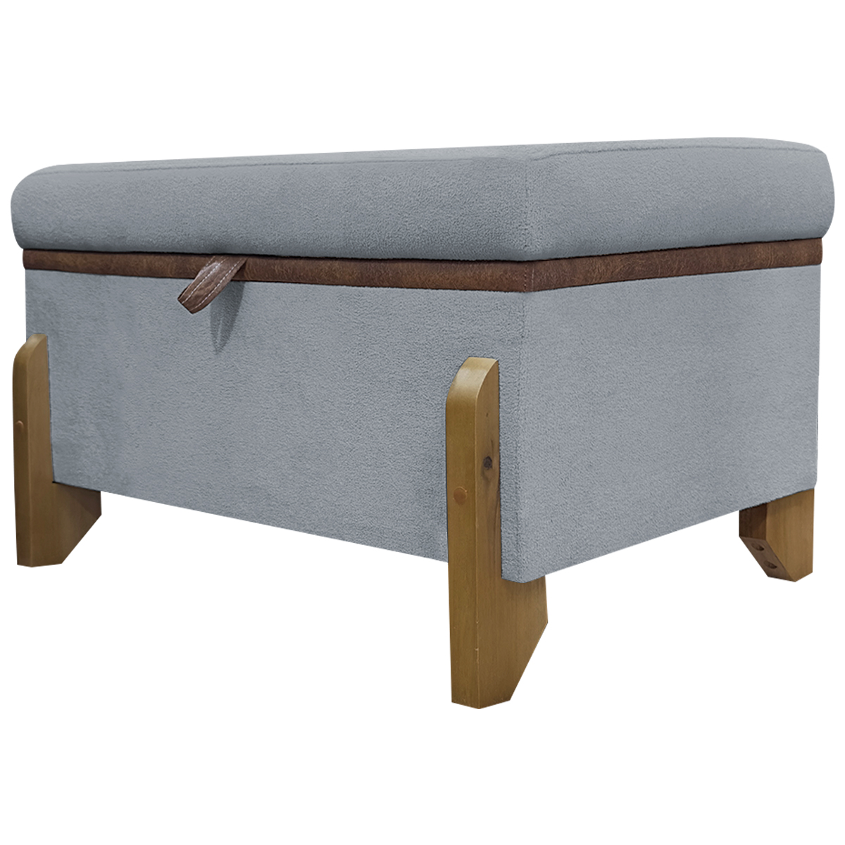 Puff Recamier Baú Para Sala Quarto Cama Solteiro 50 cm Versallies Boucle Cinza